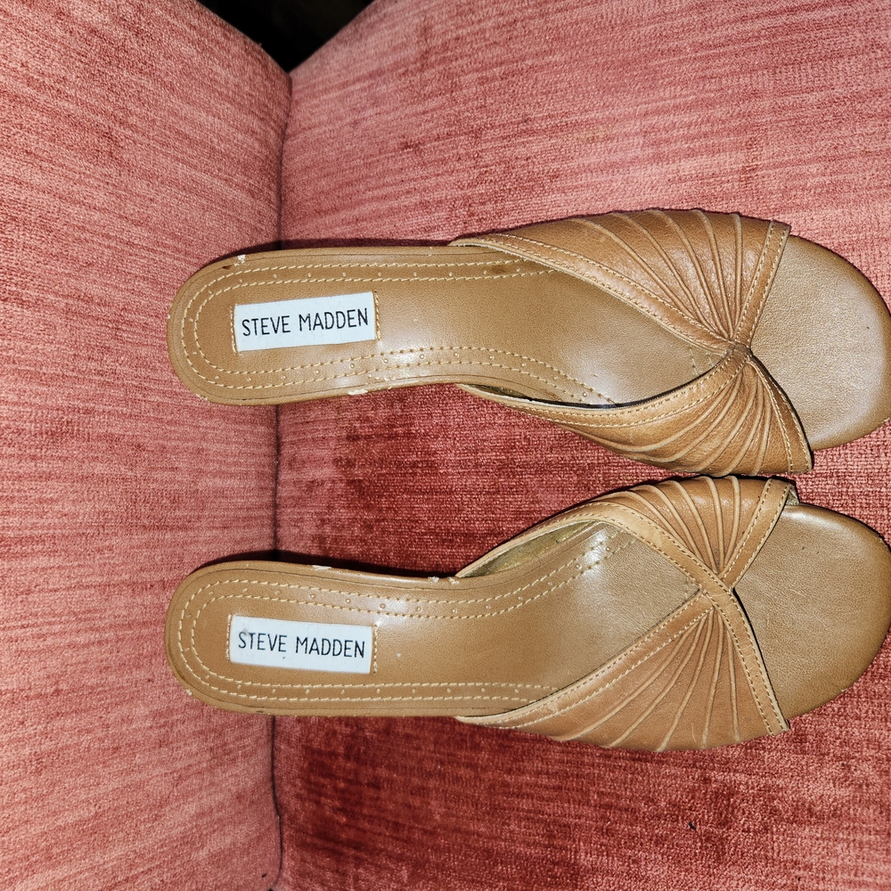 Steve Madden Tan Heeled Mules